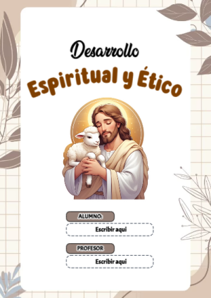 Portada de Portada de Portada de Desarrollo Espiritual y Ético Editable para Imprimir Gratis Editable para Imprimir Gratis para cuaderno escolar creativa - tendencia educativa 2026