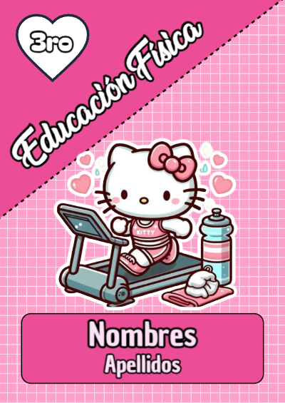 Portada de Portada de Hello Kitty para educación fisica Editable para Imprimir Gratis
