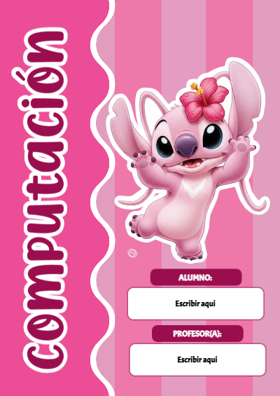 Portada de Portada de Stich para computacion Editable para Imprimir Gratis