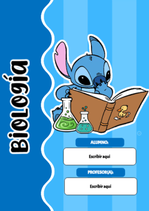 Portada de Portada de Portada de Stitch para biologia Editable para Imprimir Gratis para cuaderno para primaria - para todas las edades y grados