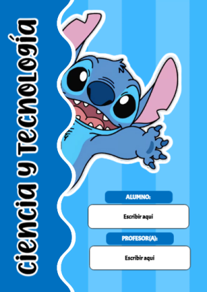 Portada de Portada de Portada de Stitch para ciencia y tecnologia Editable para Imprimir Gratis para cuaderno personalizada para imprimir - creación especial de Mini Canva