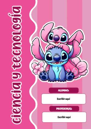 Portada de Portada de Portada de Stitch para ciencia y tecnologia Editable para Imprimir Gratis para cuaderno llamativa y bonita - ideal para cuadernos de espiral