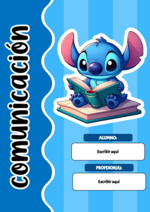 Portada de Portada de Portada de Stitch para comunicacion Editable para Imprimir Gratis para cuaderno lista para imprimir en A4 - para personalizar tus materias