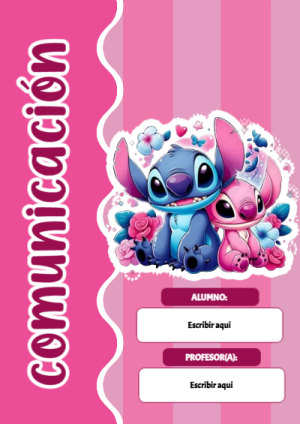 Portada de Portada de Portada de Stitch para comunicacion Editable para Imprimir Gratis para cuaderno colorida y creativa - tendencia educativa 2026