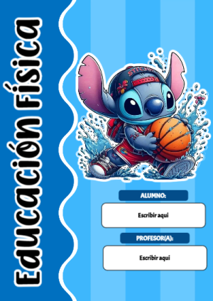 Portada de Portada de Portada de Stitch para educacion fisica Editable para Imprimir Gratis para cuaderno para primaria - para el regreso a clases