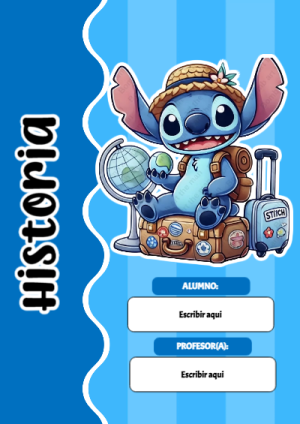Portada de Portada de Portada de Stitch para historia Editable para Imprimir Gratis para cuaderno escolar creativa - con colores vivos y llamativos