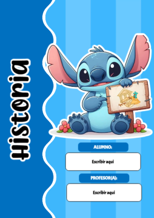 Portada de Portada de Portada de Stitch para historia Editable para Imprimir Gratis para cuaderno llamativa y bonita - para personalizar tus materias