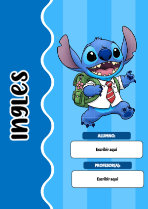 Portada de Portada de Portada de Stitch para ingles Editable para Imprimir Gratis para cuaderno decorativa y bonita - disponible para descarga gratuita