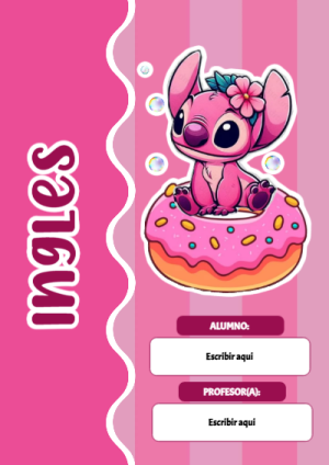 Portada de Portada de Portada de Stitch para ingles Editable para Imprimir Gratis para cuaderno con estilo infantil - formato digital listo para usar