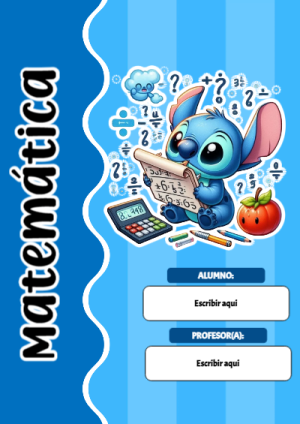 Portada de Portada de Portada de Stitch para matematica Editable para Imprimir Gratis para cuaderno escolar creativa - versión premium para imprimir