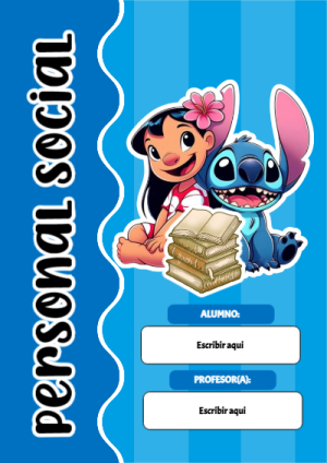 Portada de Portada de Portada de Stitch para personal social Editable para Imprimir Gratis para cuaderno escolar creativa - para todas las edades y grados