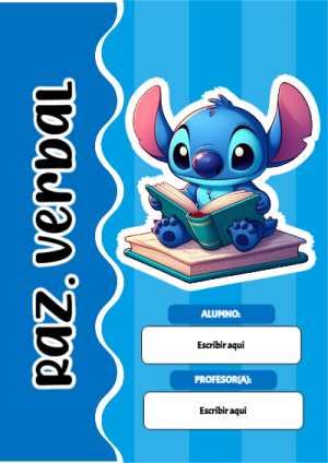 Portada de Portada de Portada de Stitch para raz verbal Editable para Imprimir Gratis para cuaderno en tamaño A4 - creación especial de Mini Canva