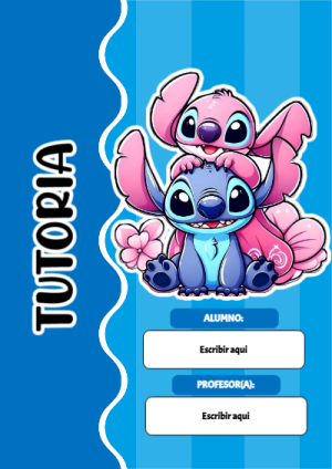 Portada de Portada de Portada de Stitch para TUTORIA Editable para Imprimir Gratis para cuaderno con estilo infantil - para personalizar tus materias