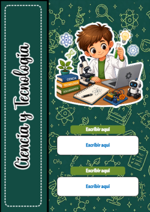 Portada de Primaria - Ciencia y Tecnologia para cuaderno decorativa y bonita - formato digital listo para usar