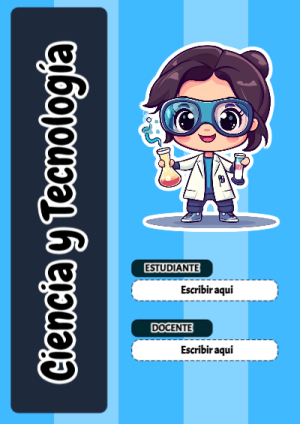 Portada de Primaria - Ciencia y Tecnología para cuaderno escolar creativa - para todas las edades y grados