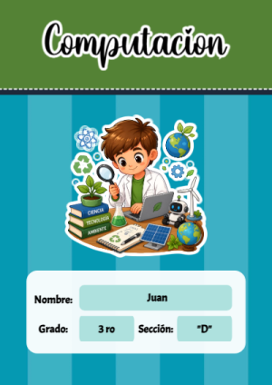 Portada de Primaria - Computacion para cuaderno escolar creativa - versión premium para imprimir