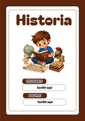Portada de Primaria - Historia para cuaderno escolar para imprimir gratis - con colores vivos y llamativos