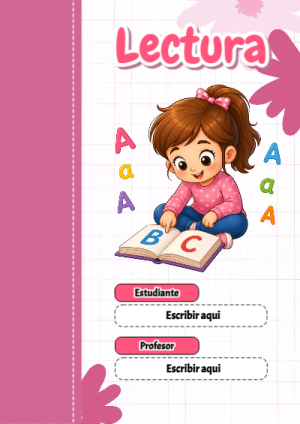 Portada de Primaria - Lectura para cuaderno fácil de imprimir - diseño escolar moderno