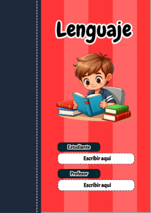 Portada de Primaria - Lenguaje para cuaderno fácil de imprimir - para todas las edades y grados
