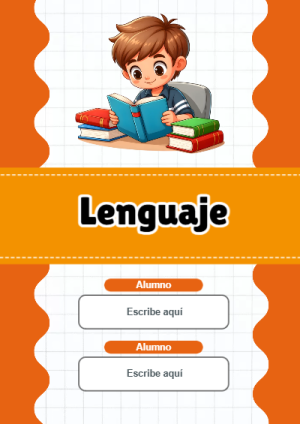 Portada de Primaria - Lenguaje para cuaderno escolar creativa - formato digital listo para usar