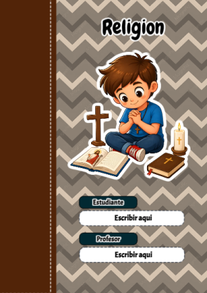 Portada de Primaria - Religion para cuaderno para clases - creación especial de Mini Canva