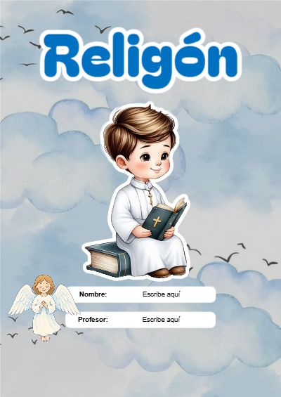 Portada de RELIGIÓN Editable para Imprimir Gratis