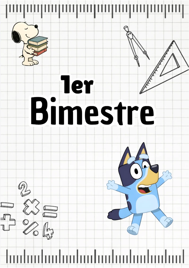 Portada de Primer Bimestre Bluey (Diseño 1) para cuaderno para niños de primaria - diseño exclusivo y original