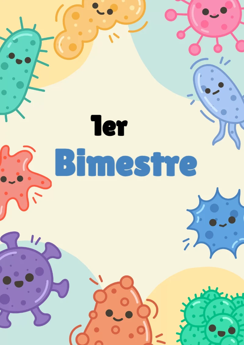 Portada de Primer Bimestre para cuaderno con estilo creativo - con colores vivos y llamativos