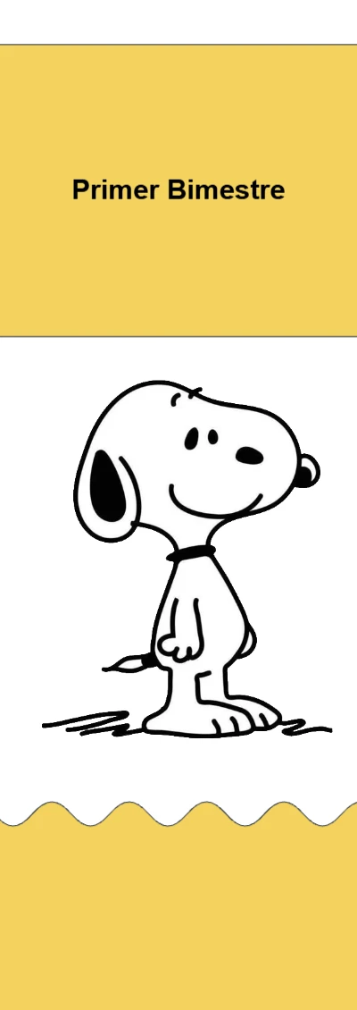 Portada de Primer Bimestre Snoopy para cuaderno escolar creativa - tendencia educativa 2026