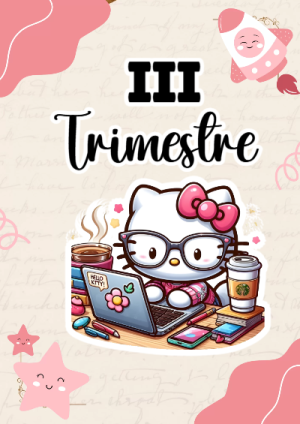 Portada de Primer Trimestre de 1er primer trimestre hello kitty para cuaderno con estilo infantil - diseño exclusivo y original