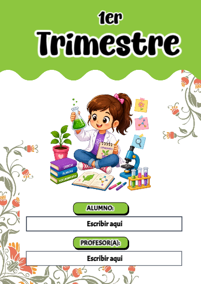 Portada de Primer Trimestre de 1er primer trimestre Editable para Imprimir Gratis