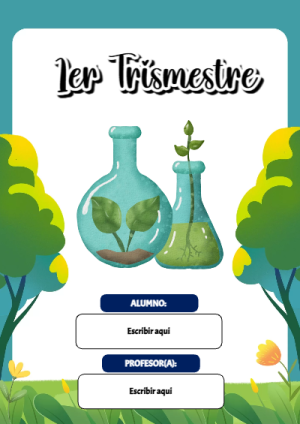 Portada de Primer Trimestre de 1er Trismestre para cuaderno escolar creativa - tendencia educativa 2026