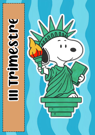 Portada de Primer Trimestre de Portada de 1er primer trimestre Snoopy Editable para Imprimir Gratis Editable para Imprimir Gratis