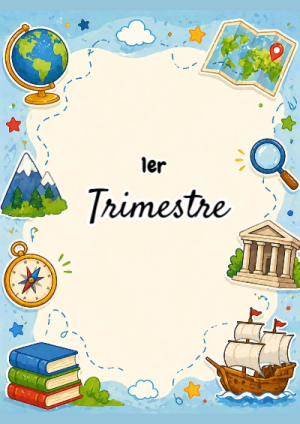 Portada de Primer Trimestre de Primer 1er trimestre para cuaderno decorativa y bonita - ideal para el nuevo año escolar