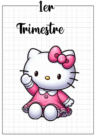 Portada de Primer Trimestre de Primer trimestre con Hello kitty Editable para Imprimir Gratis