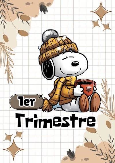 Portada de Primer Trimestre de Primer trimestre con Snoopy Editable para Imprimir Gratis