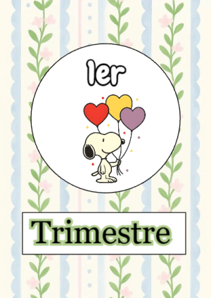 Portada de primer trimestre para cuaderno con diseño bonito - para personalizar tus materias