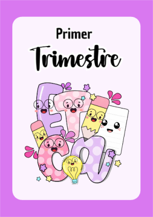 Portada de Primer Trimestre para cuaderno en tamaño A4 - creación especial de Mini Canva