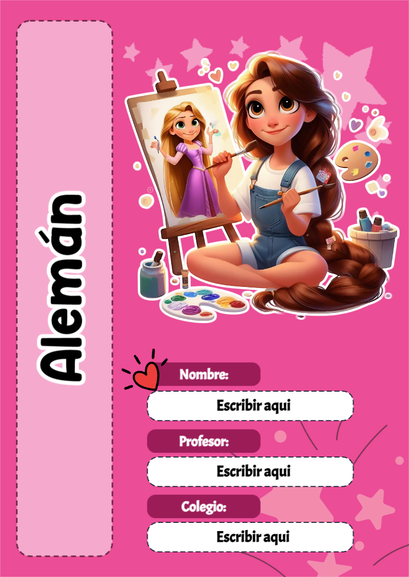 Portada de Princesas de Alemán para cuaderno con diseño escolar - para personalizar tus materias