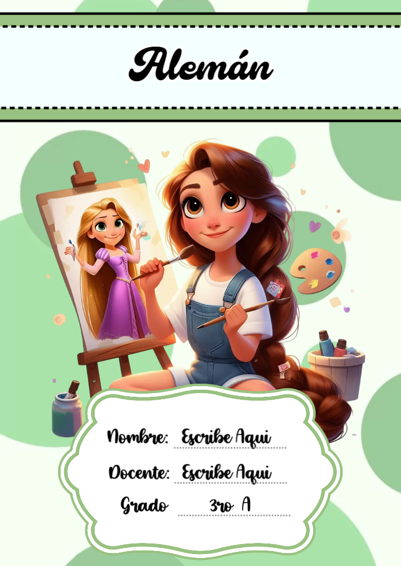 Portada de Princesas de Alemán para cuaderno decorativa y bonita - perfecto para organizar tus apuntes