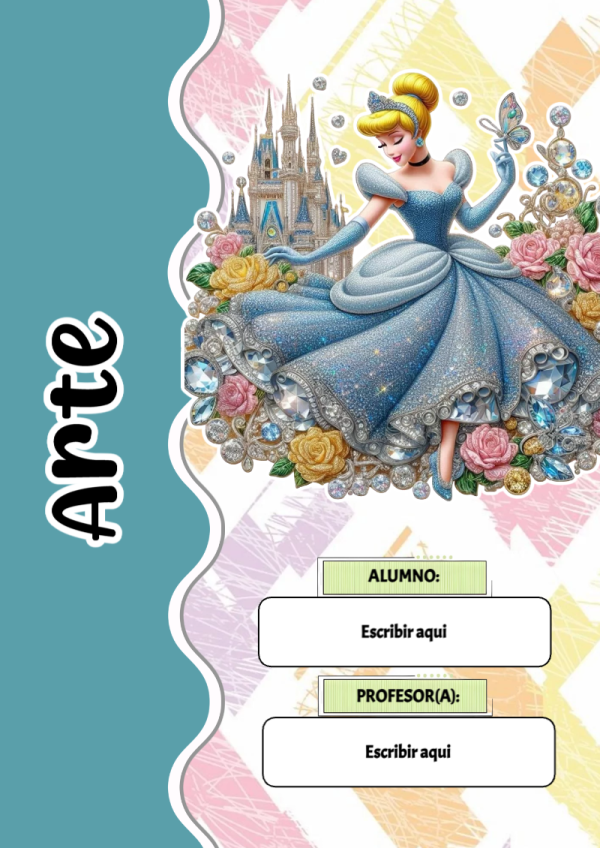 Portada de Princesas de Arte para cuaderno bonita para imprimir - versión premium para imprimir
