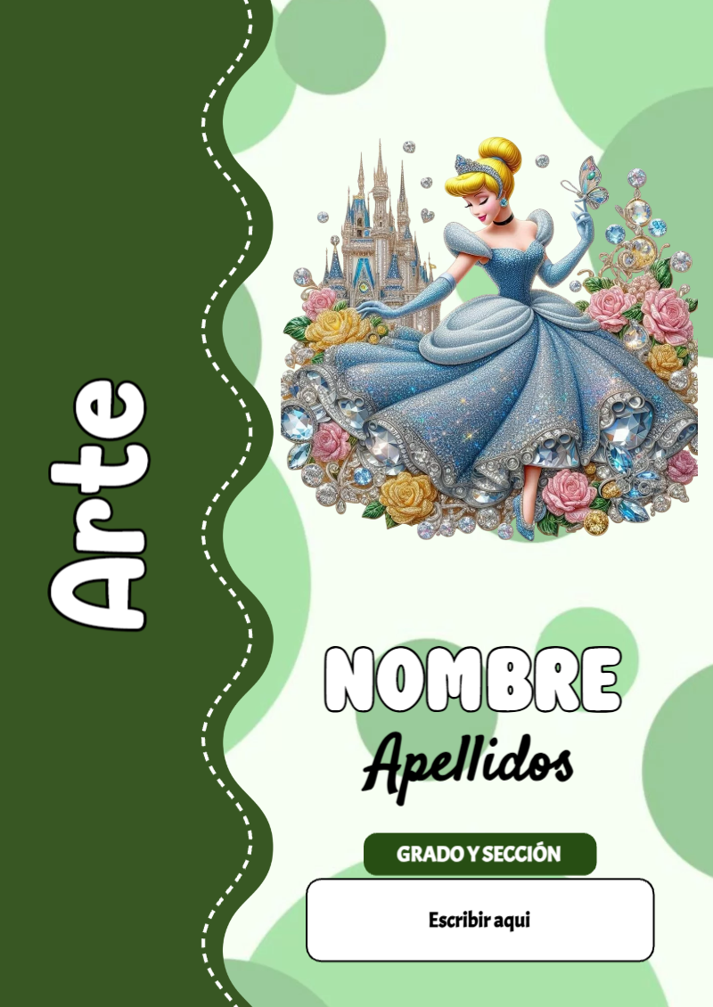 Portada de Princesas de Arte Editable para Imprimir Gratis