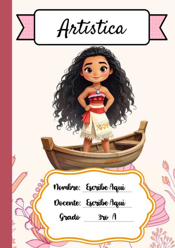 Portada de Princesas de Artística para cuaderno en tamaño A4 - estilo único para estudiantes