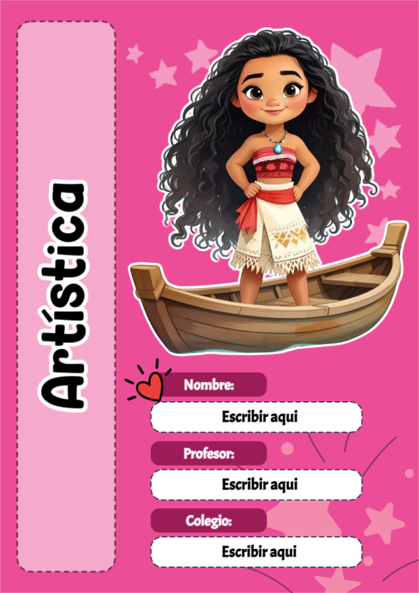 Portada de Princesas de Artística para cuaderno personalizada para imprimir - formato digital listo para usar