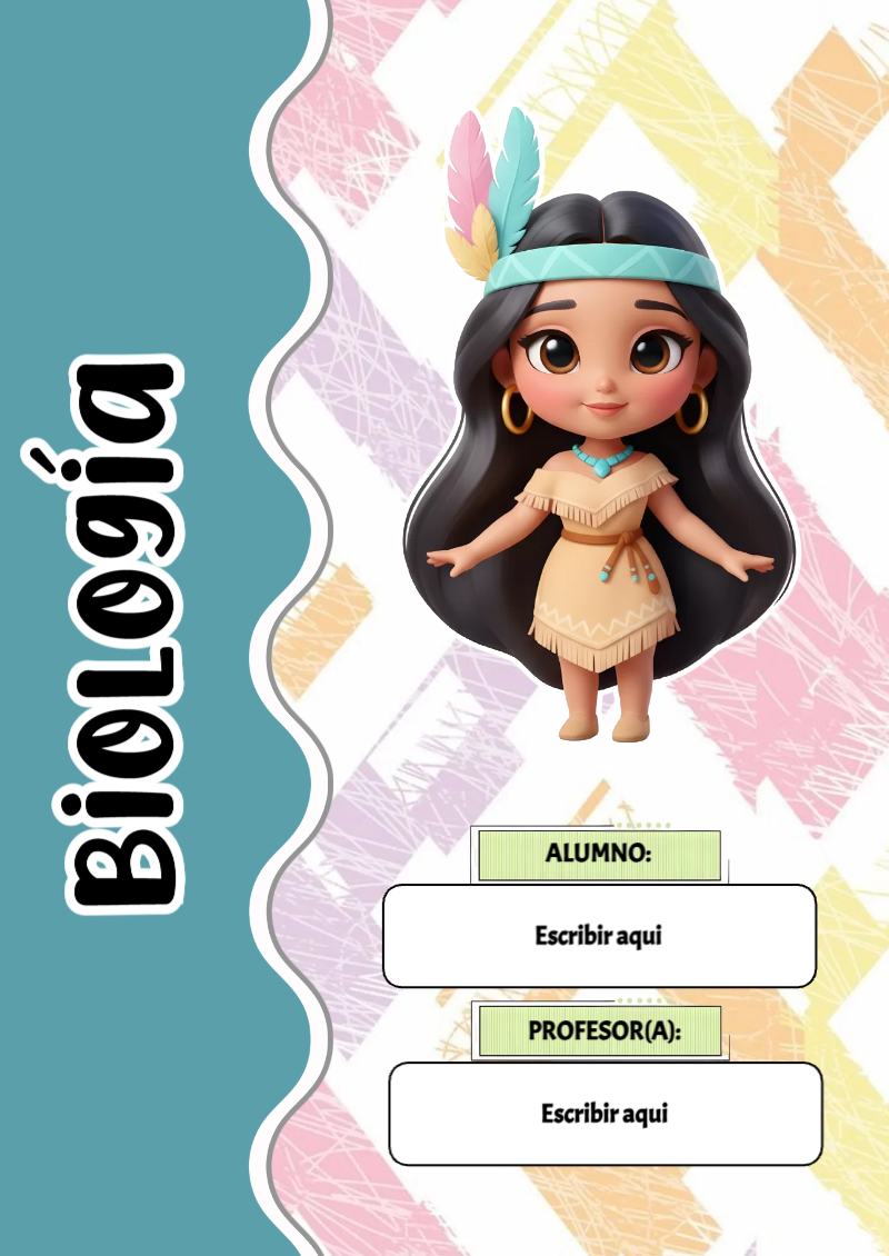 Portada de Princesas de Biología para cuaderno con diseño escolar - diseño exclusivo y original
