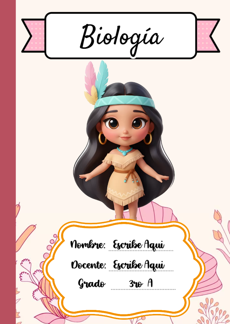 Portada de Princesas de Biología para cuaderno con estilo infantil - para todas las edades y grados