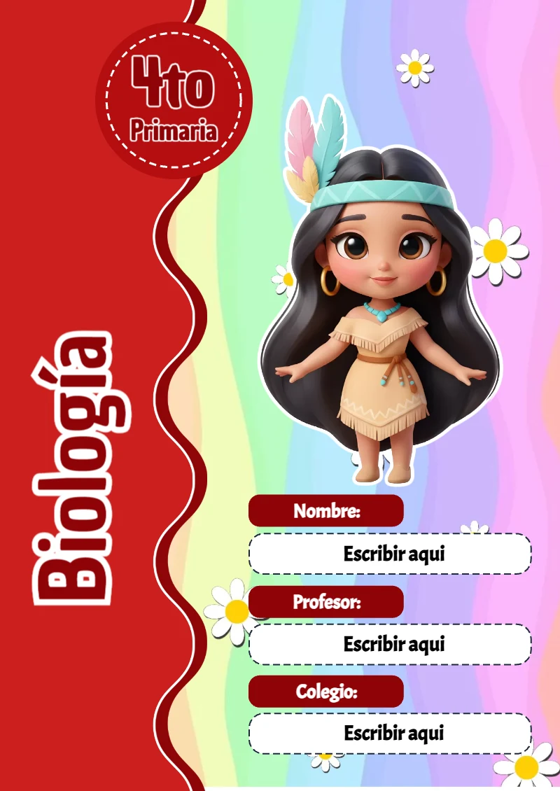 Portada de Princesas de Biología para cuaderno escolar creativa - para personalizar tus materias