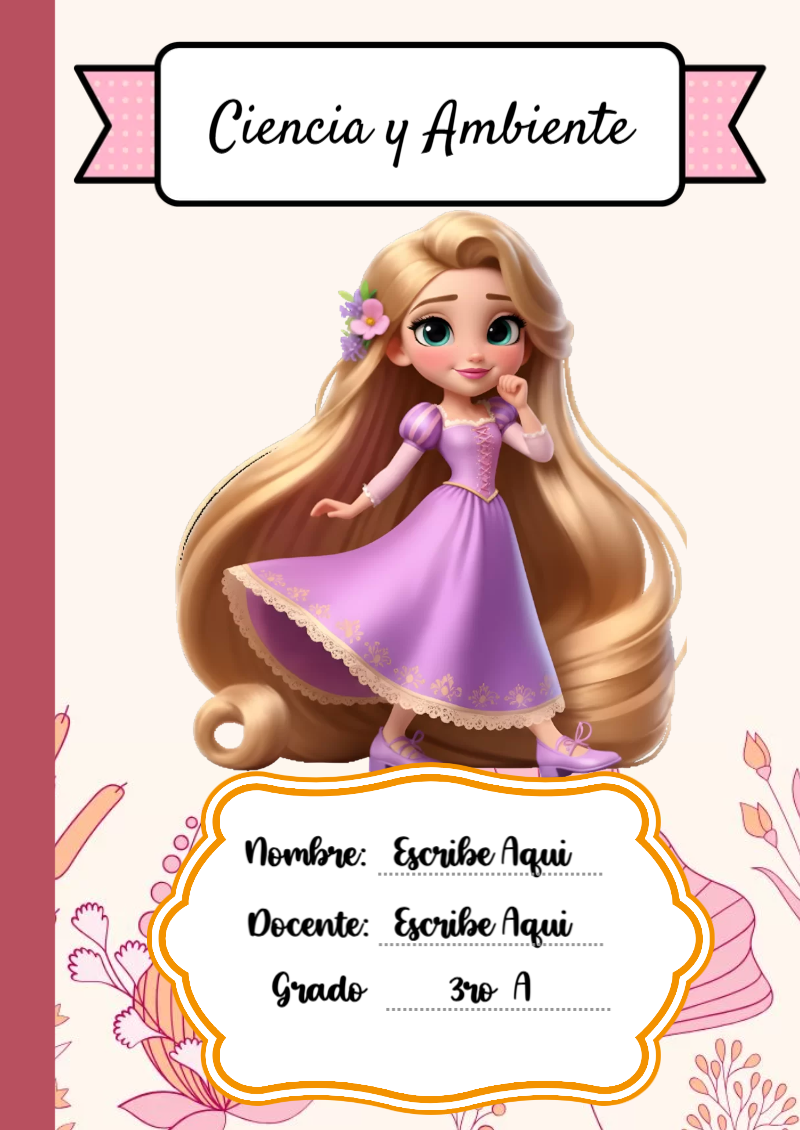 Portada de Princesas de Ciencia y Ambiente para cuaderno con estilo creativo - ideal para el nuevo año escolar