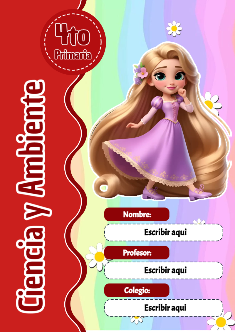 Portada de Princesas de Ciencia y Ambiente para cuaderno escolar para imprimir gratis - estilo único para estudiantes