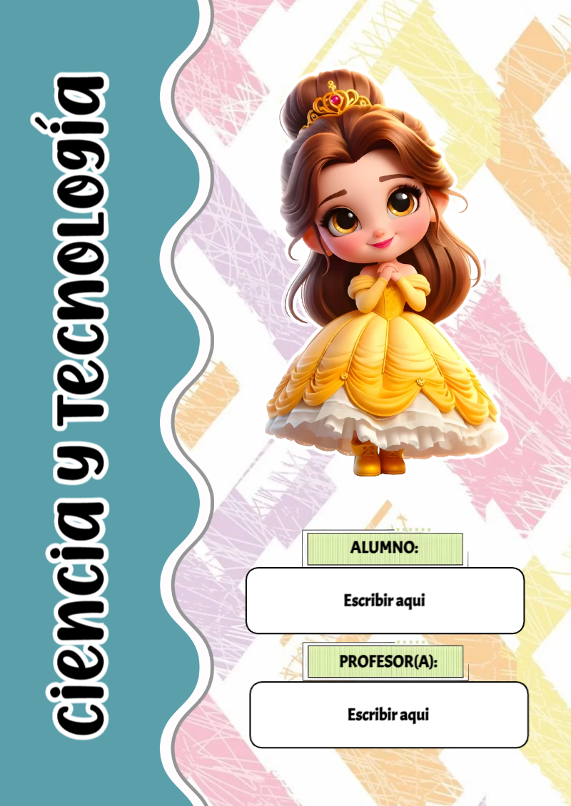 Portada de Princesas de Ciencia y Tecnología para cuaderno para niños de primaria - creación especial de Mini Canva